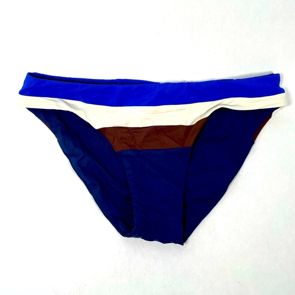 Becca Swim Bottoms Size Medium Colour Block Royal Blue Navy Blue and Brown - Picture 1 of 5